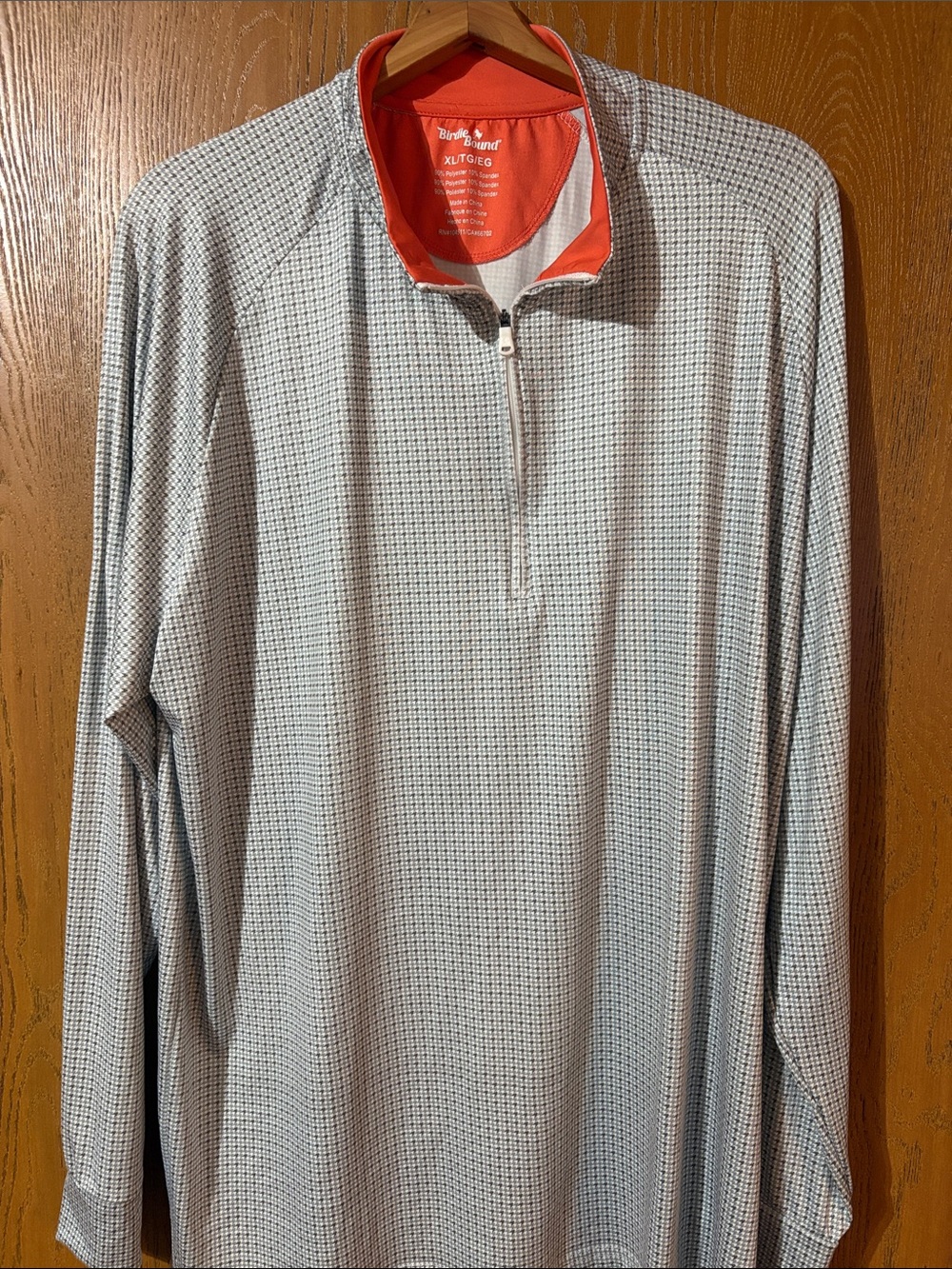 Bon Worth Quarter-Zip Performance Pullover in White with Orange Collar